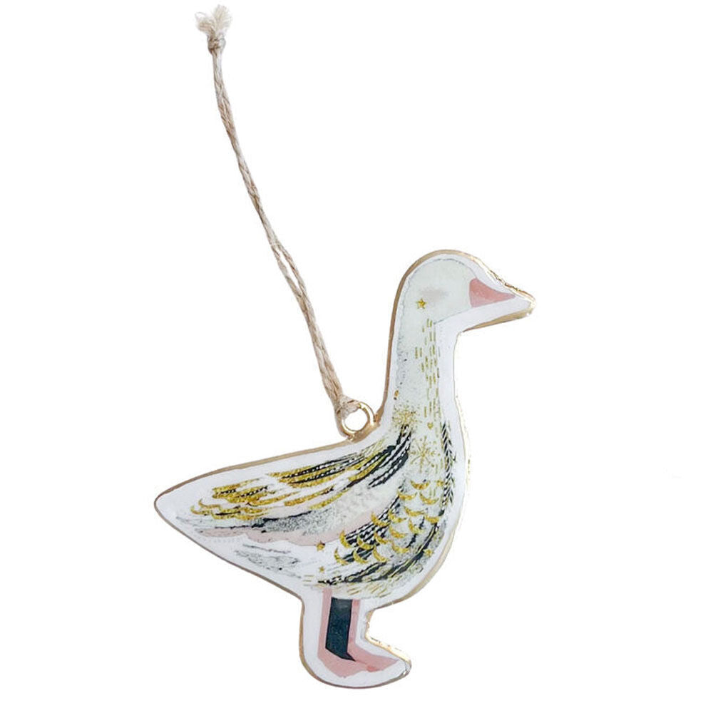 4PK Urban Duck Pheasant Metal Hanging Christmas Decor 10cm Pink/Green Assorted