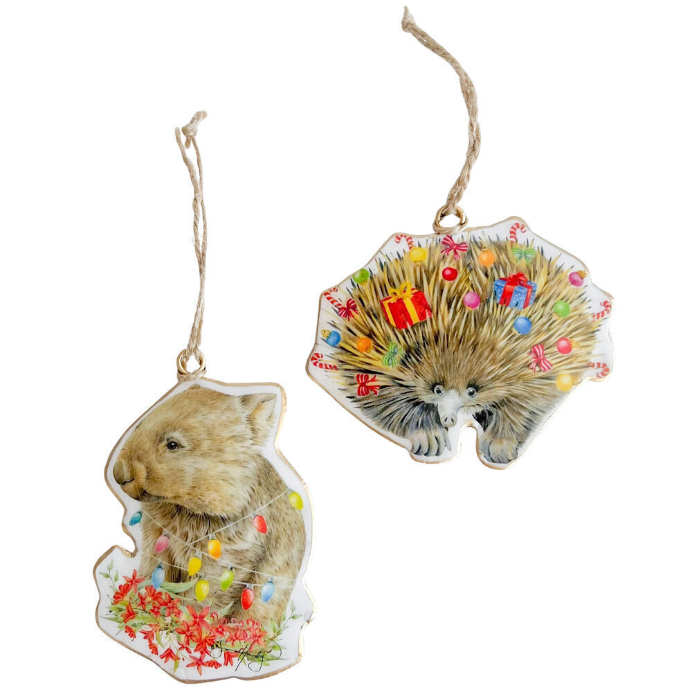 4PK Urban Popcorn Blue Echidna/Wombat Metal Hanging Decor 10cm Grey/Brown Asstd