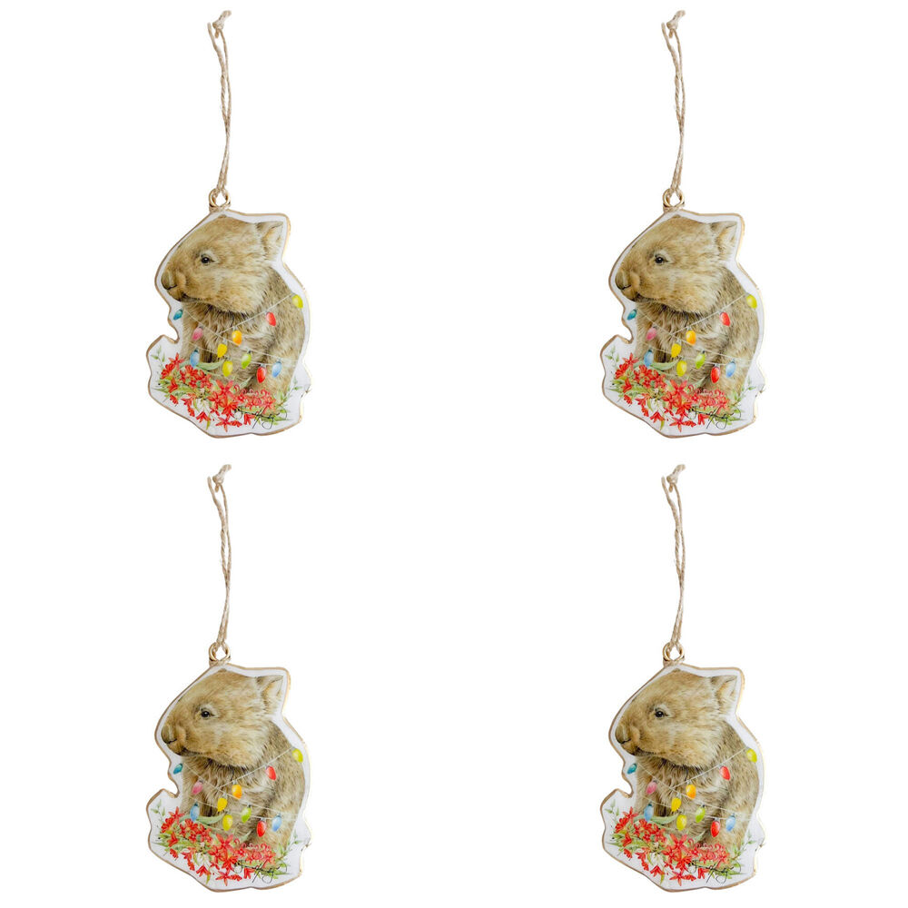 4PK Urban Popcorn Blue Echidna/Wombat Metal Hanging Decor 10cm Grey/Brown Asstd