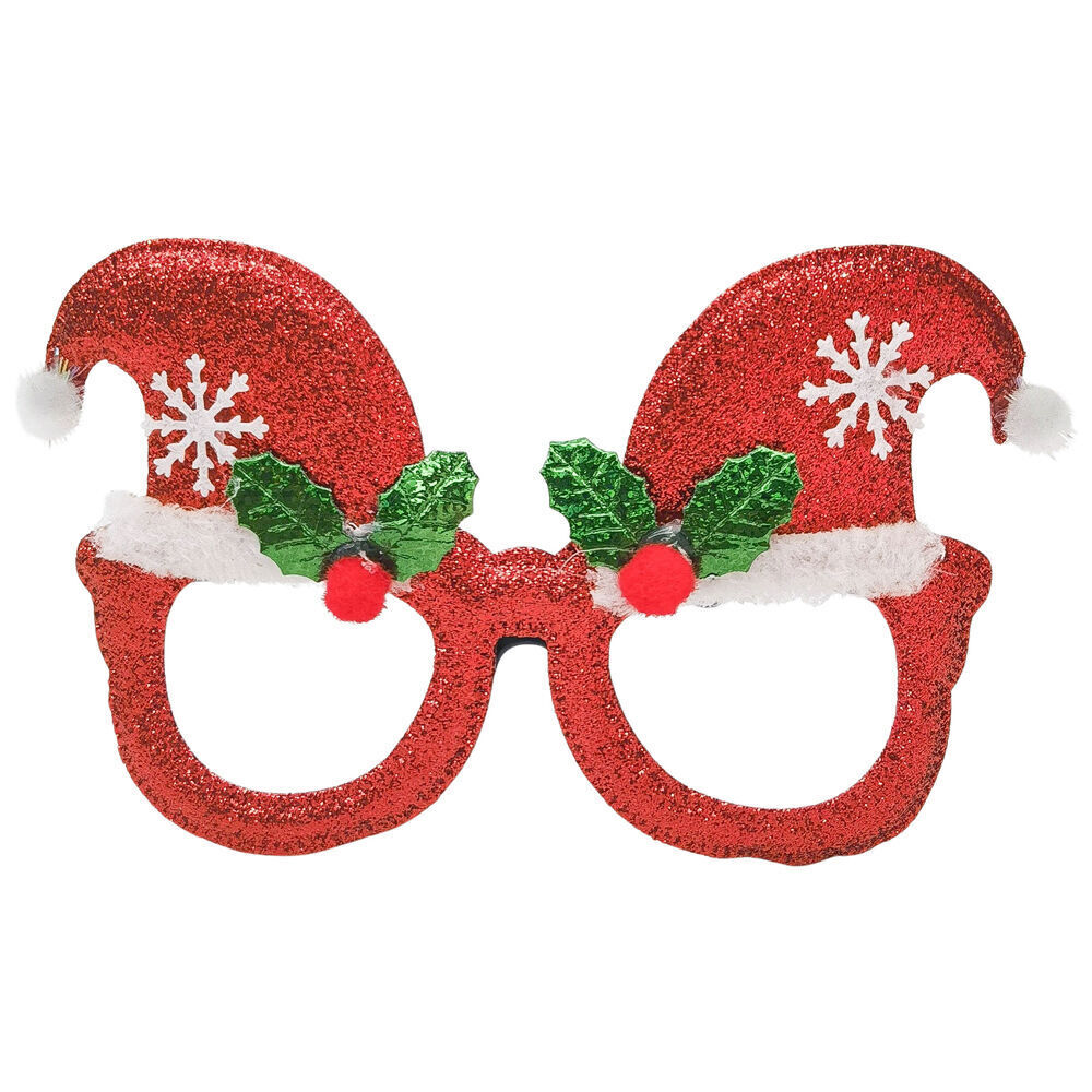 8PK Urban Santa Hat Festive Christmas Novelty Eye Glasses 15cm Red