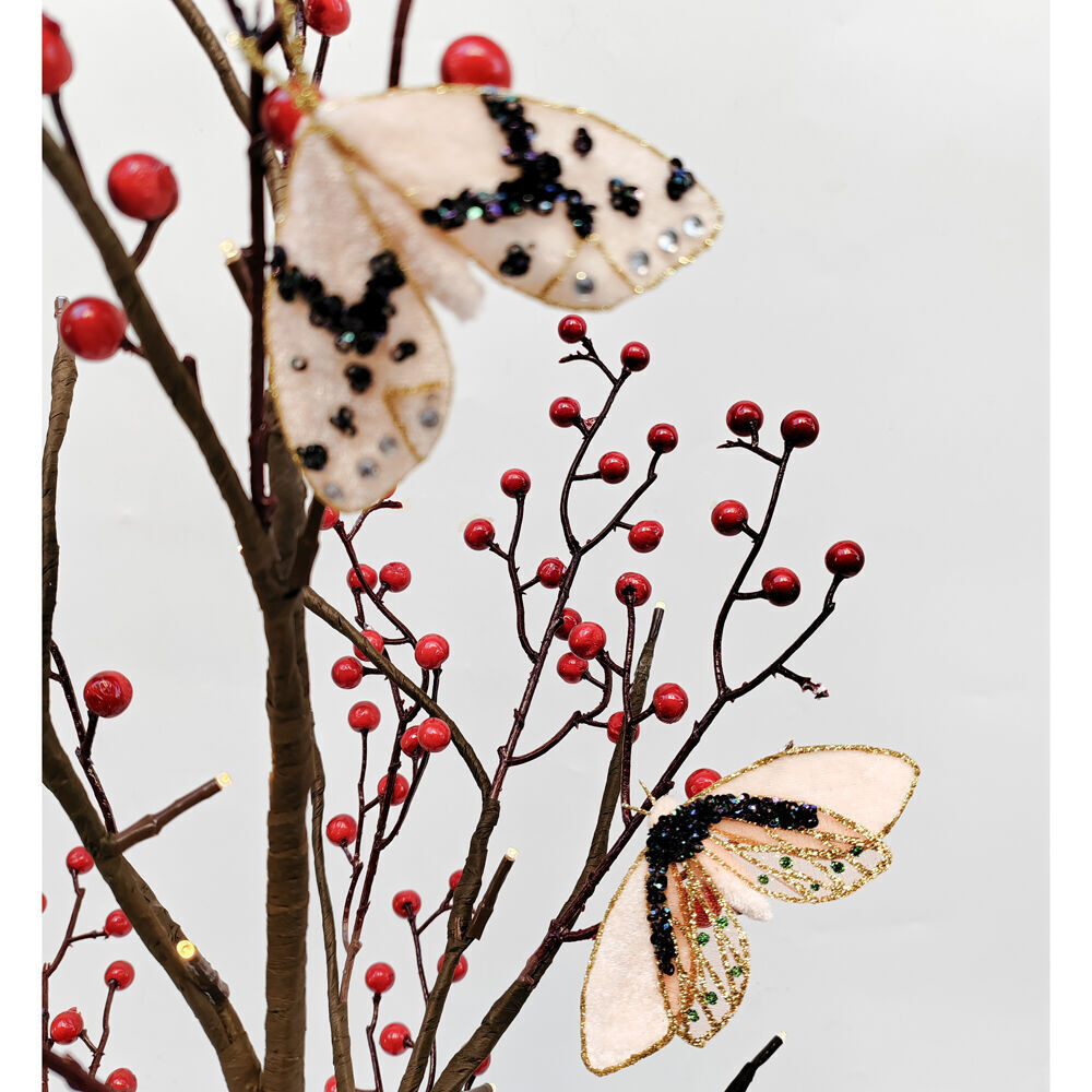 8PK Urban Moth Clip Christmas Decoration Ornament 9cm Pink/Black