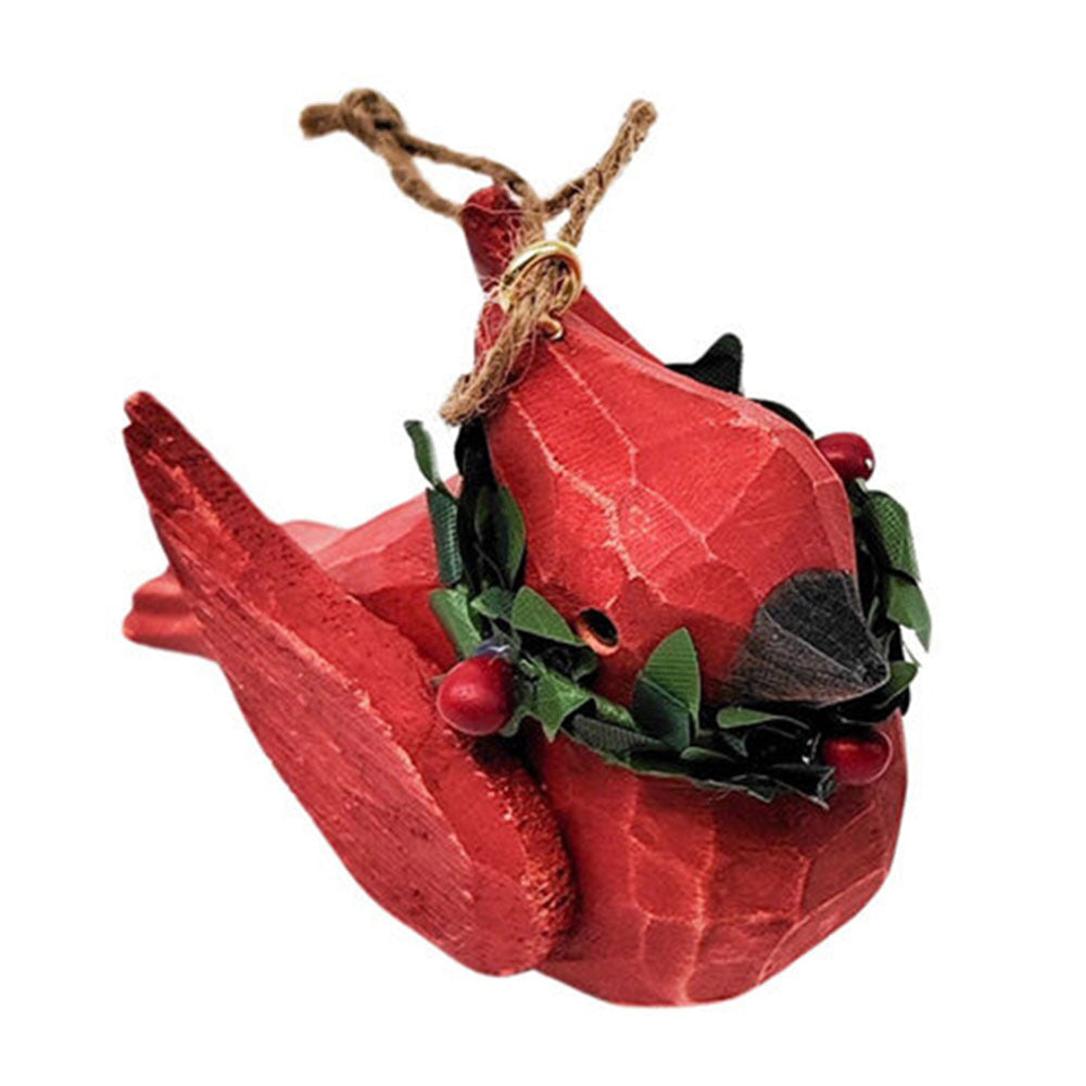 4PK Urban Whittled Robins Hanging Decoration 11cm White/Red Assorted