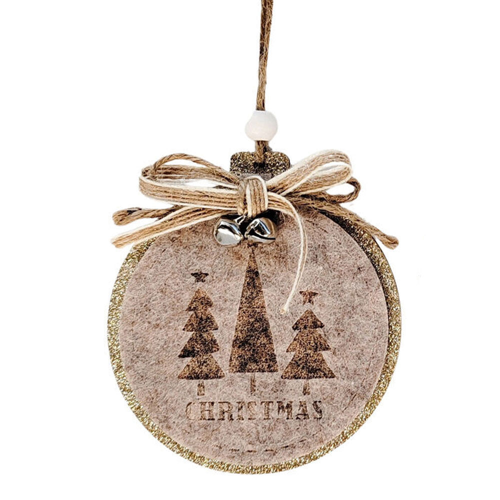 8PK Urban Felt Christmas Star Bauble Hanging Decoration 10cm Natural Assorted