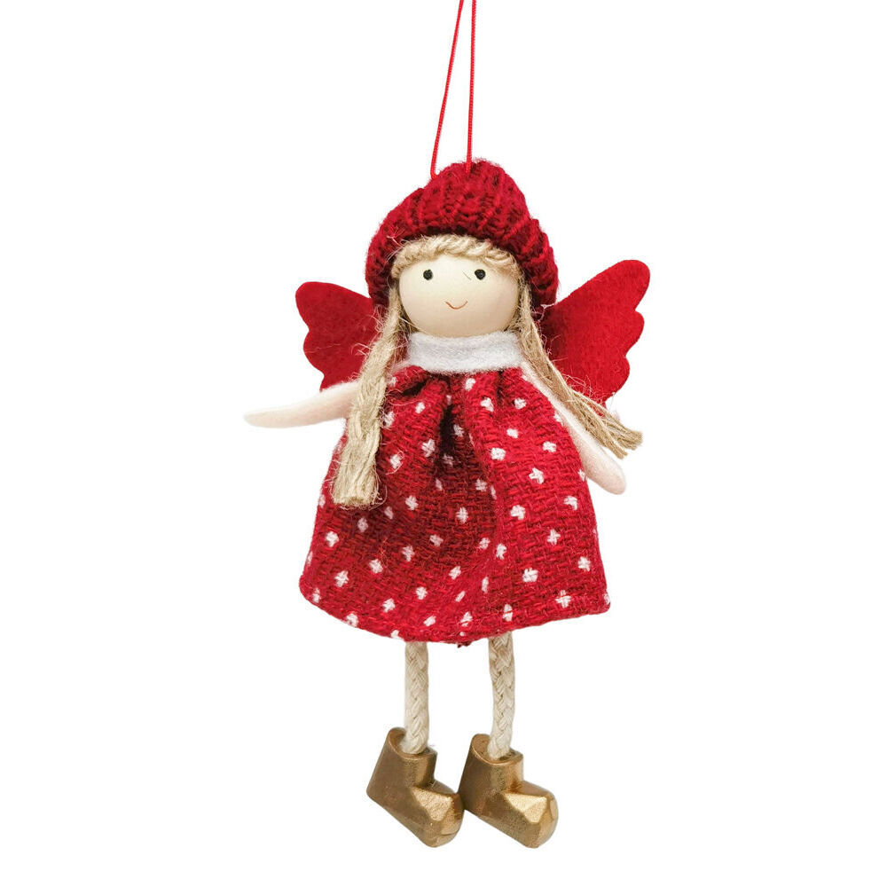6PK Urban Merry Girls Hanging Christmas Decoration 13cm Red/White Assorted