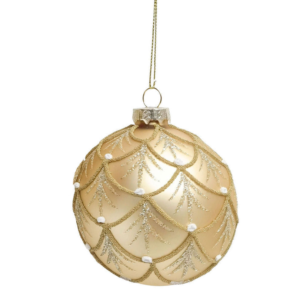 4PK Urban Elegant Scallop Baubles Hanging Christmas Decoration 8cm Gold Assorted