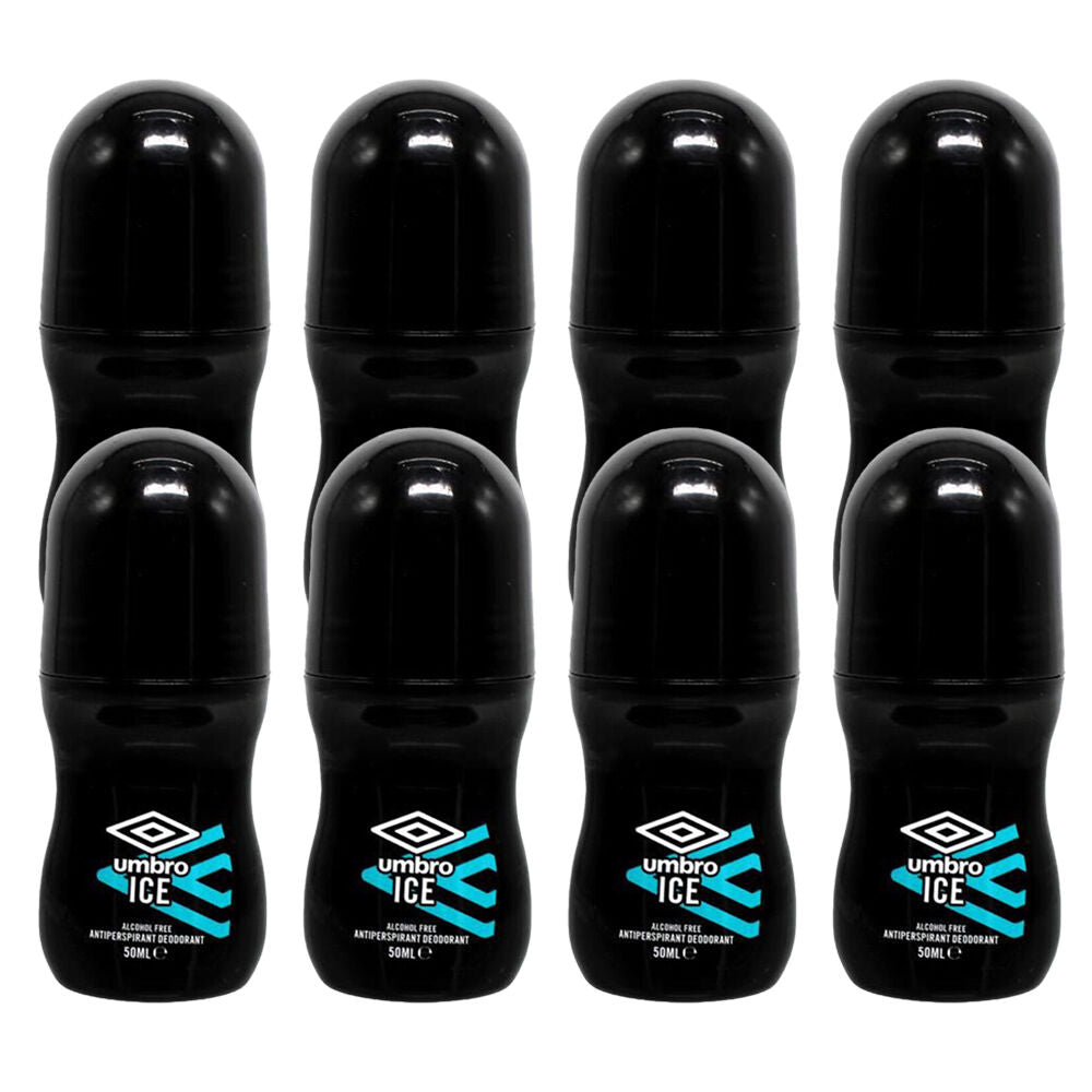 8PK Umbro Men Compact Anti-Perspirant Underarm Roll On Deodorant 50ml Ice