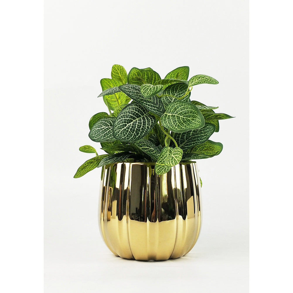 2x Urban Felix 13cm Ceramic Planter Plant Pot Medium - Gold