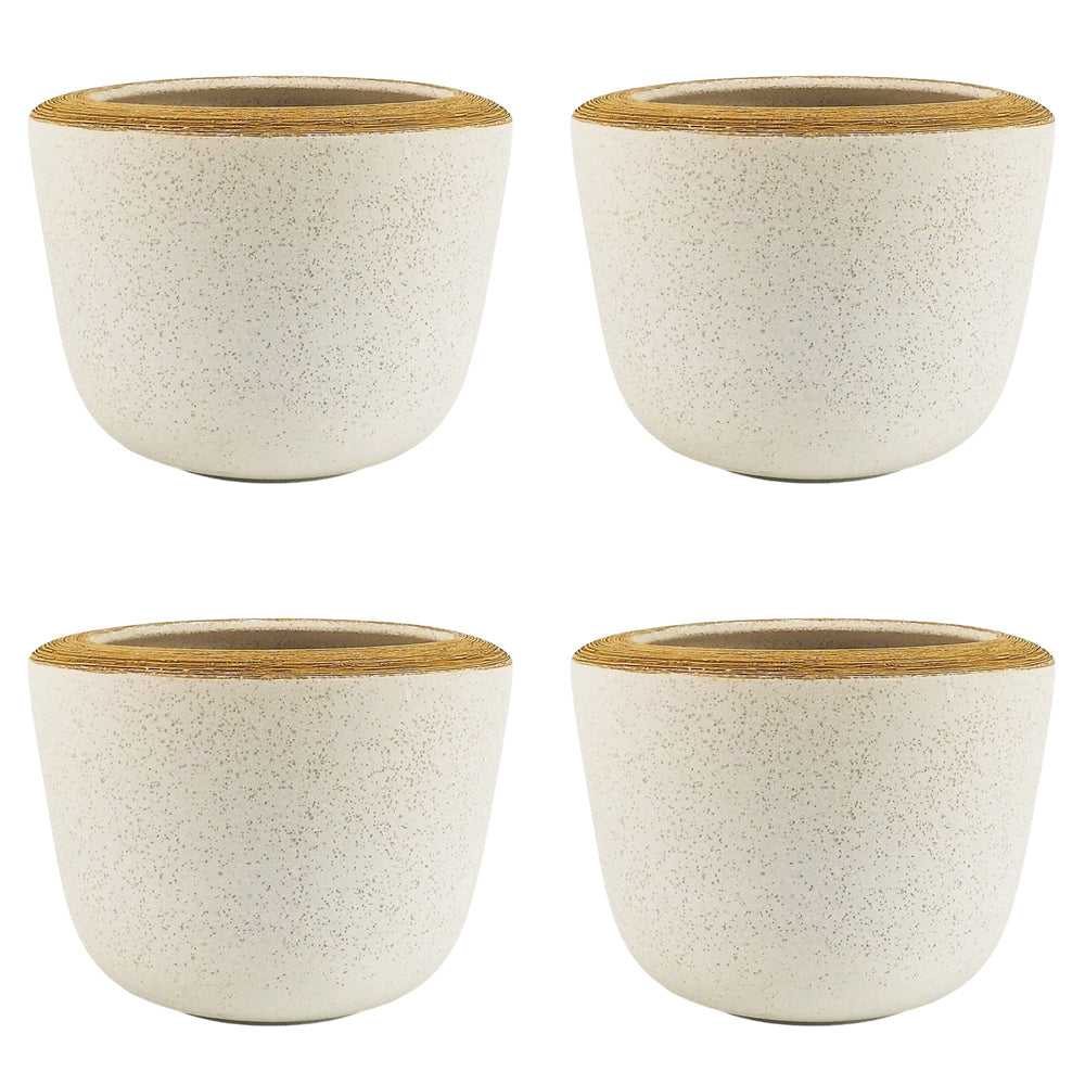 4x Urban Jenna 15cm Ceramic Planter Plant Pot Medium - Mustard/Sand