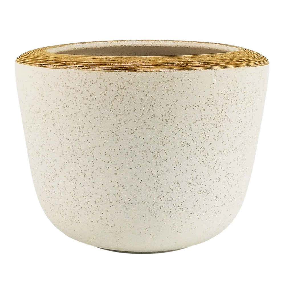 4x Urban Jenna 15cm Ceramic Planter Plant Pot Medium - Mustard/Sand