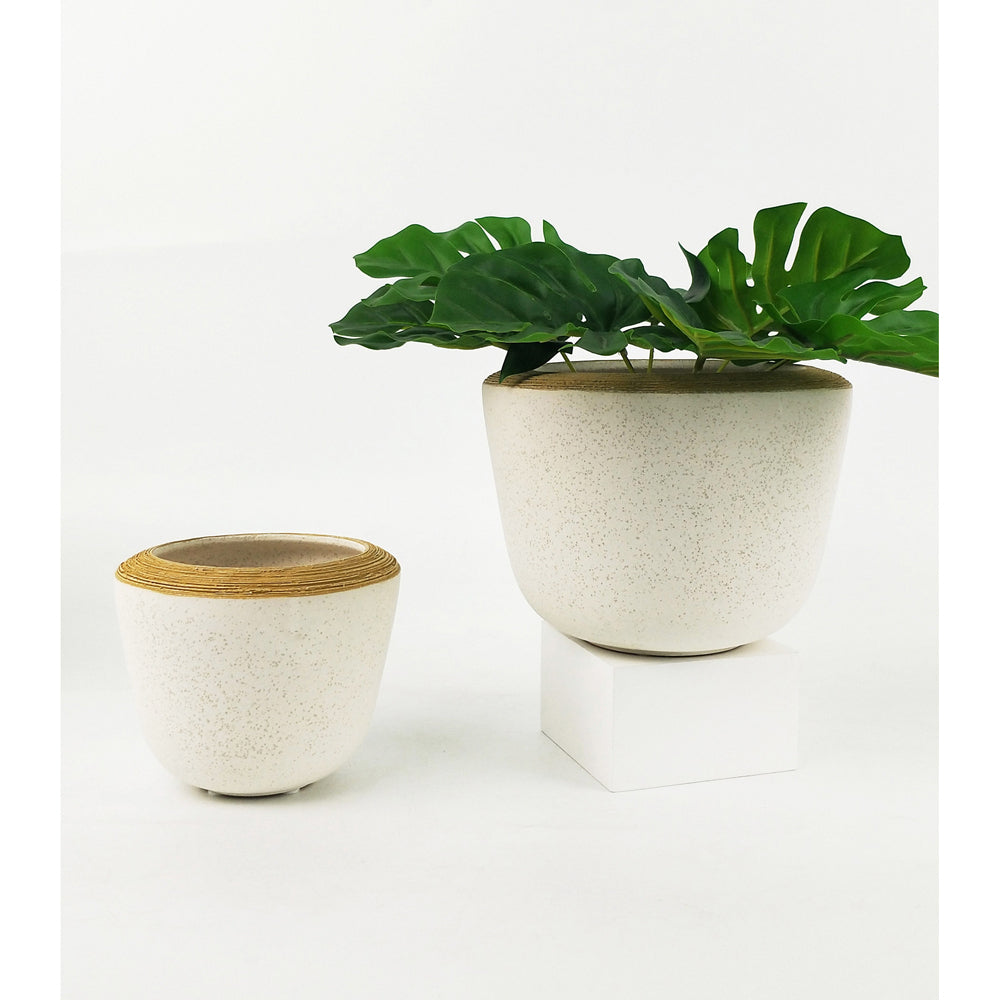 4x Urban Jenna 15cm Ceramic Planter Plant Pot Medium - Mustard/Sand