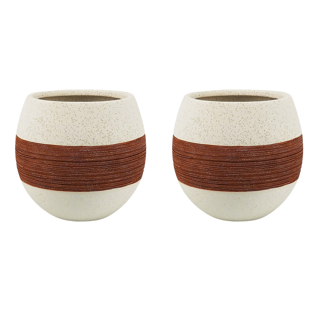 2x Urban Jenna 18cm Ceramic Planter Plant Pot Round Small - Terracotta/Sand