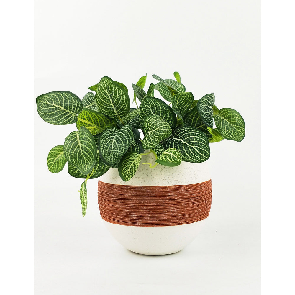 2x Urban Jenna 18cm Ceramic Planter Plant Pot Round Small - Terracotta/Sand