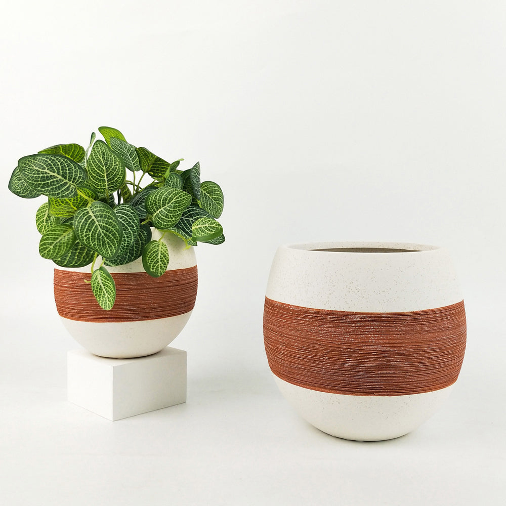 2x Urban Jenna 18cm Ceramic Planter Plant Pot Round Small - Terracotta/Sand