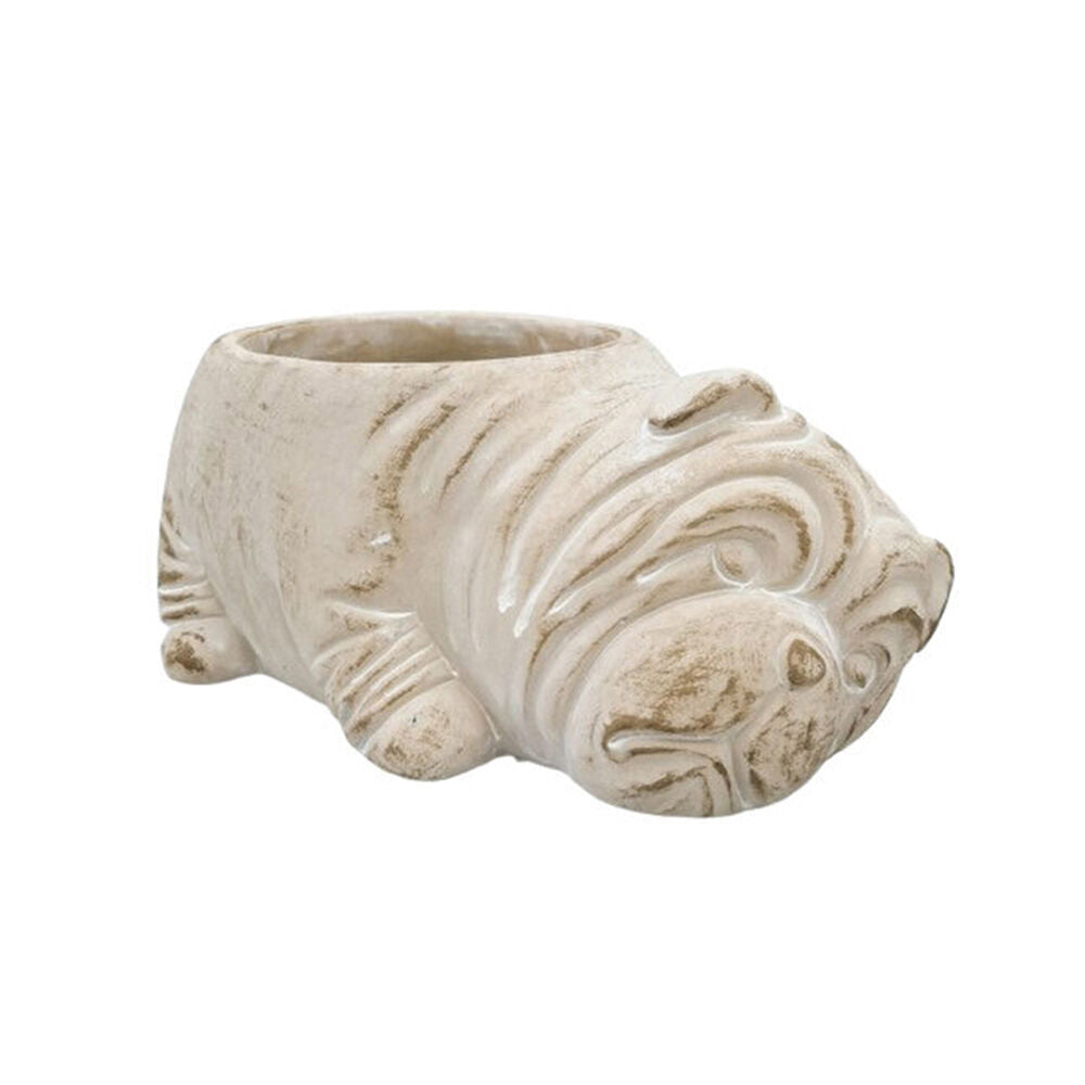 3PK Urban Ceramic Fable Bulldog Outdoor Planter Pot 21x15cm Bisque