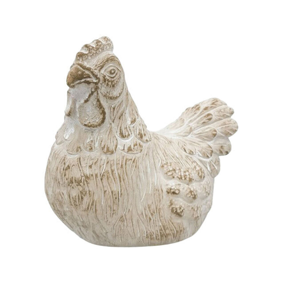 3PK Urban Ceramic Fable Chicken Ornament Outdoor Garden Decor 15cm Bisque