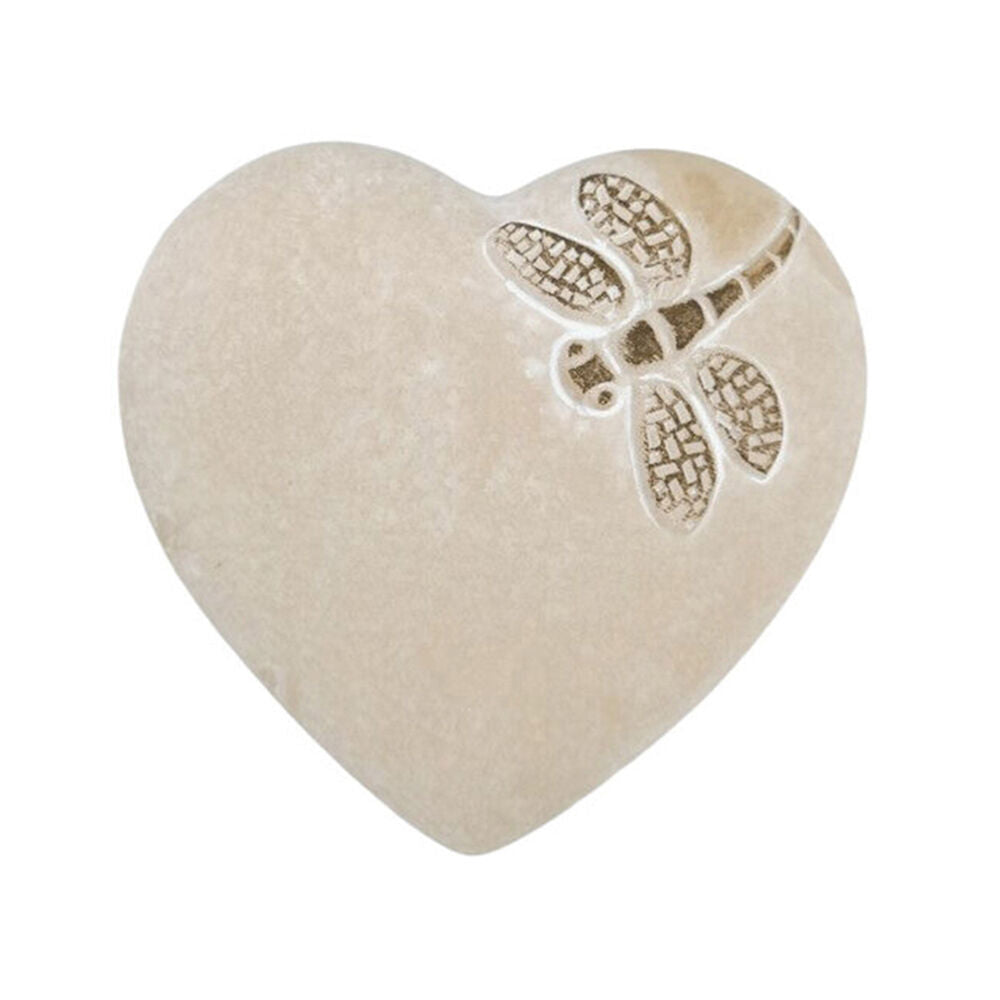 6PK Urban Ceramic Fable Dragonfly Heart Stone Outdoor Garden Decor 15cm Bisque