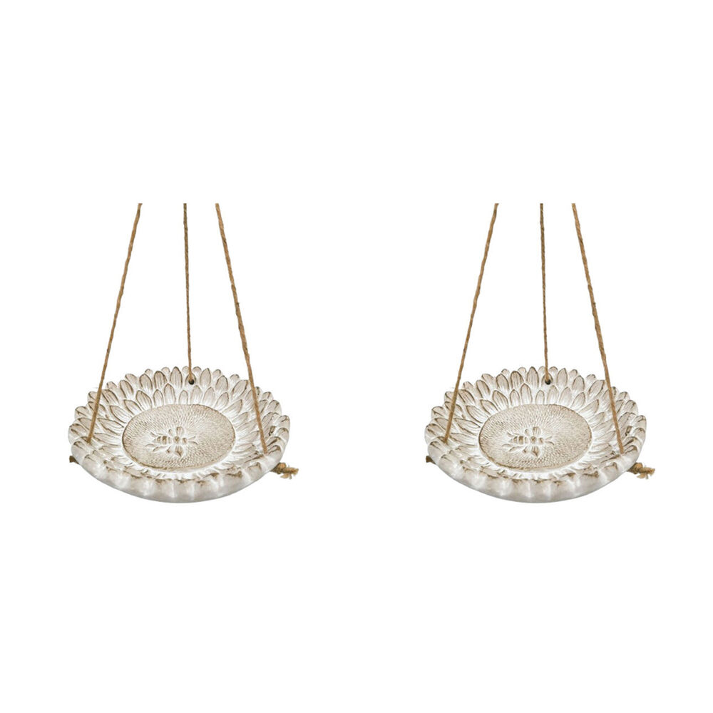 2PK Urban Ceramic Fable Bee Outdoor Garden Bird Feeder 20cm Bisque