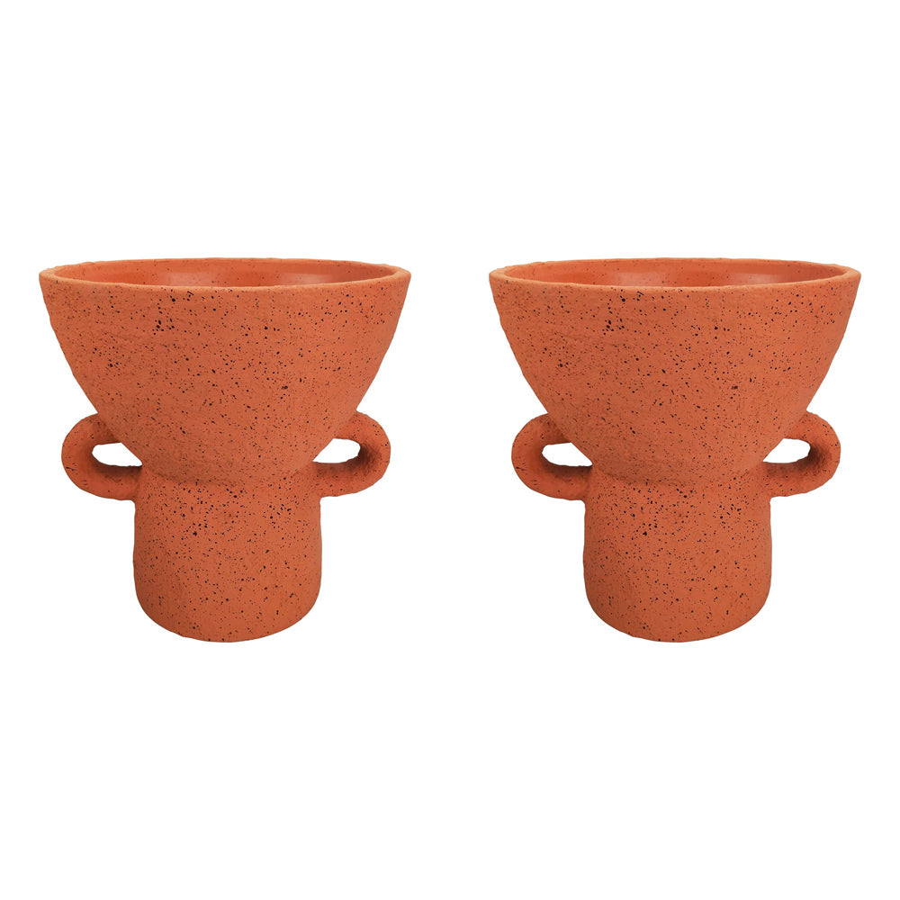2x Urban Dayze 25.5cm Concrete Tall Planter Pot Large - Sienna