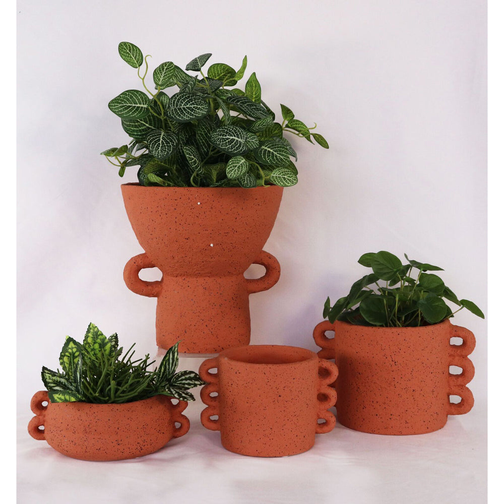 2x Urban Dayze 25.5cm Concrete Tall Planter Pot Large - Sienna
