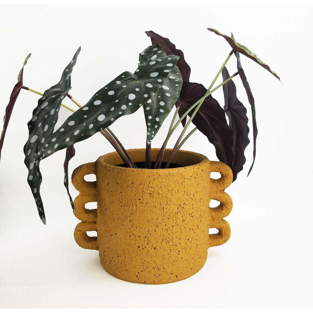 2x Urban Dayze 16.5cm Concrete Planter Pot Medium - Mustard