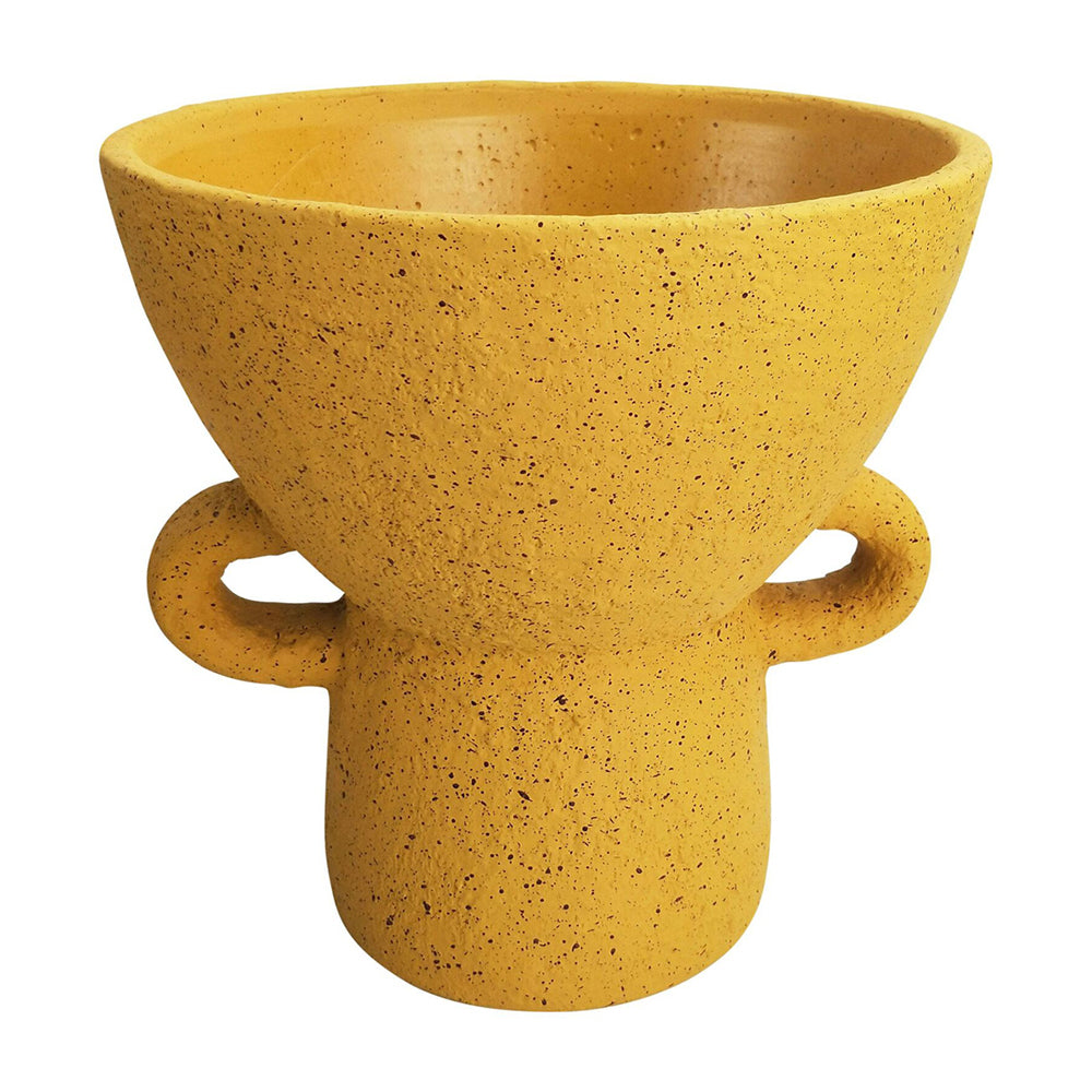 2x Urban Dayze 25.5cm Concrete Tall Planter Pot Large - Mustard