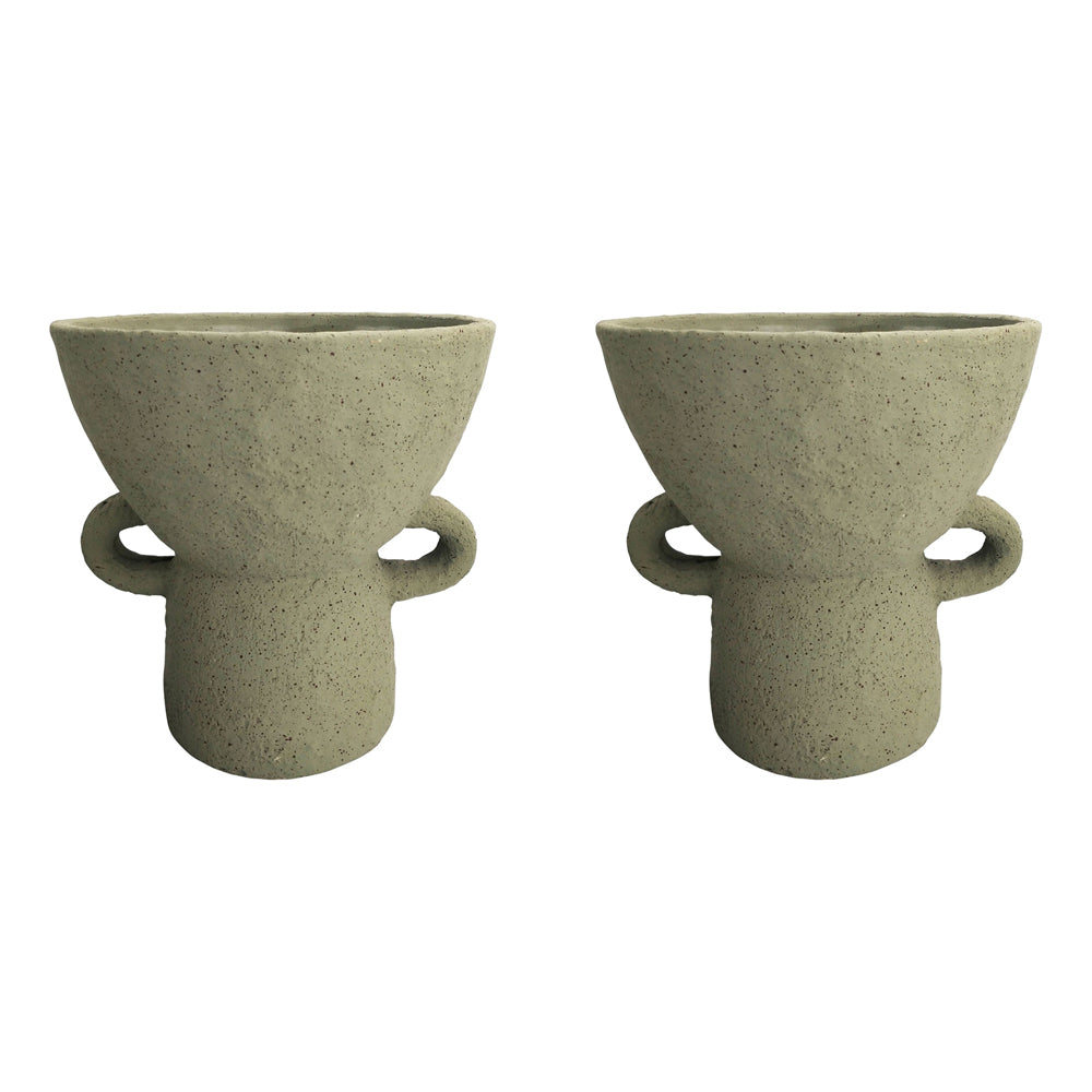 2x Urban Dayze 25.5cm Concrete Tall Planter Pot Large - Sage