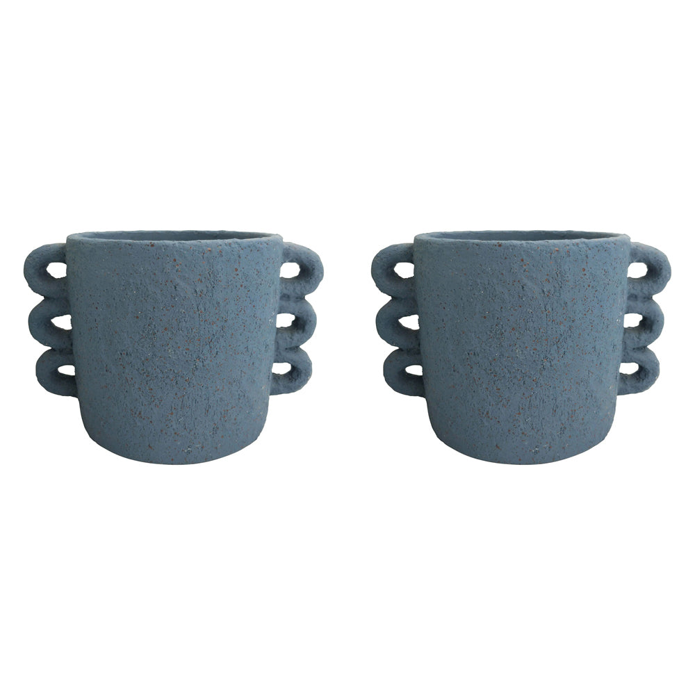 2x Urban Dayze 16.5cm Concrete Planter Pot Medium - Sapphire