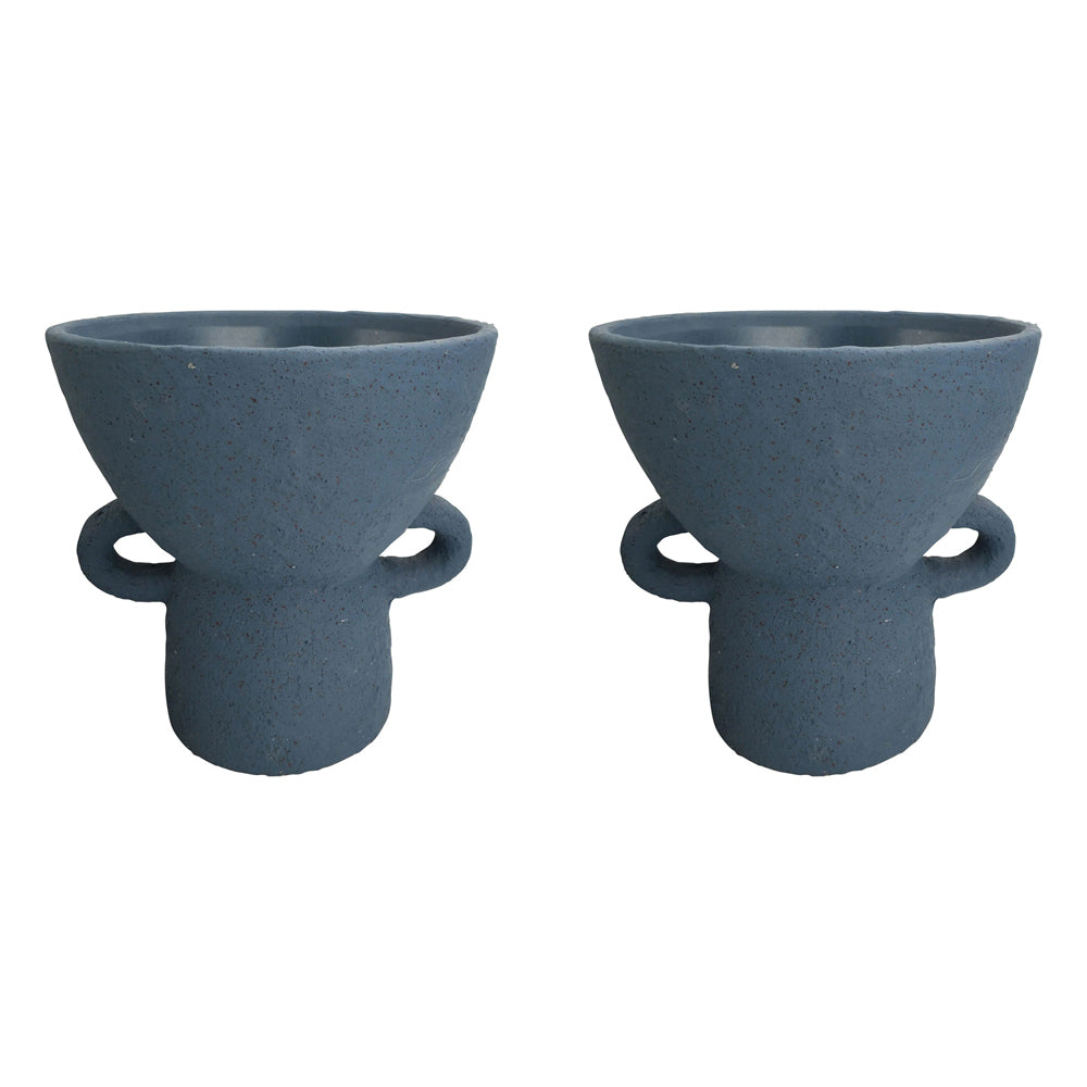 2x Urban Dayze 25.5cm Concrete Tall Planter Pot Large - Sapphire