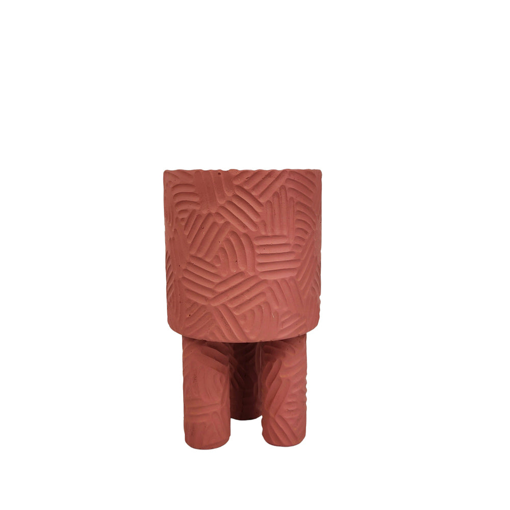 2x Urban Enola 21cm Concrete Tall Planter Pot w/ Legs - Pink
