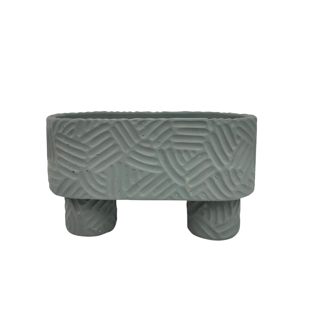 4x Urban Enola 20cm Concrete Long Planter Pot w/ Legs - Blue