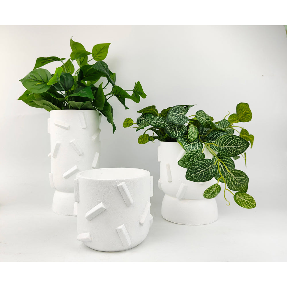 2x Urban Felix 18cm Concrete Planter Pot Medium - White