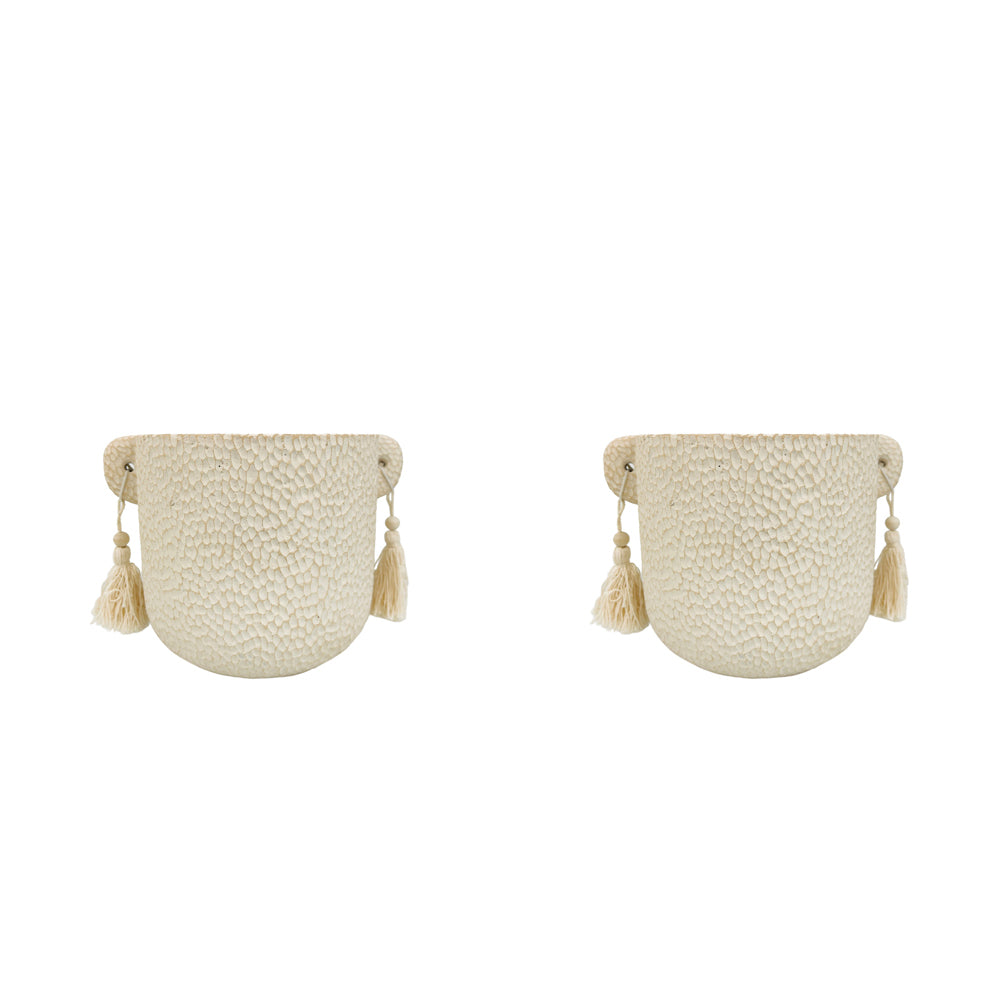 2x Urban Kinsley 16cm Concrete Planter Pot Medium - Cream
