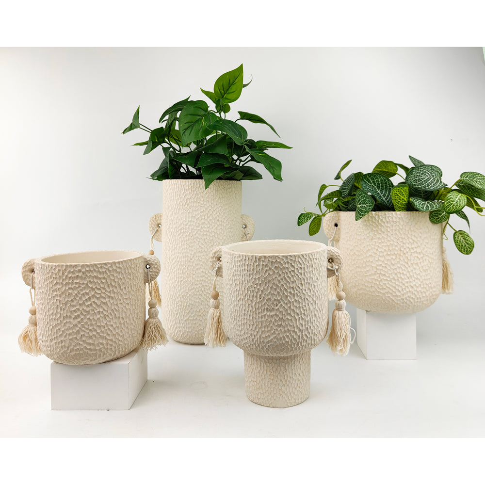 2x Urban Kinsley 16cm Concrete Planter Pot Medium - Cream