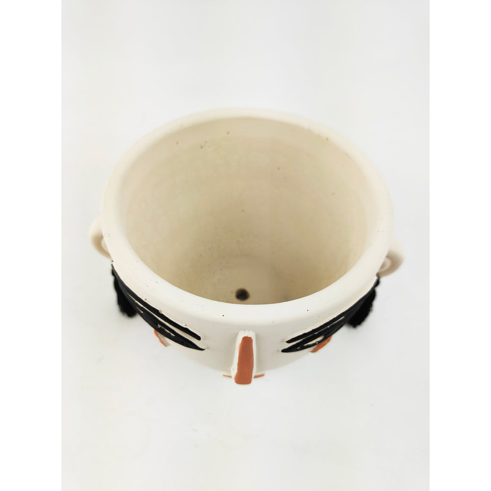 2x Urban Monarch Face 13cm Concrete Planter Pot Small - White