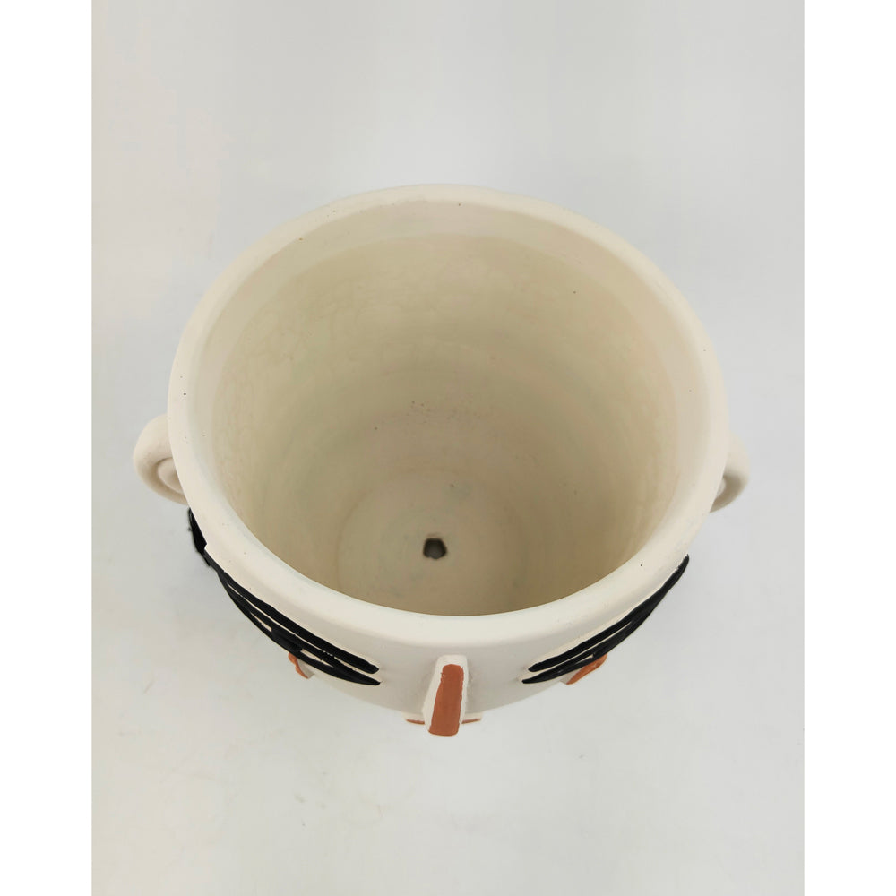 2x Urban Monarch Face 23cm Concrete Planter Pot Medium - White