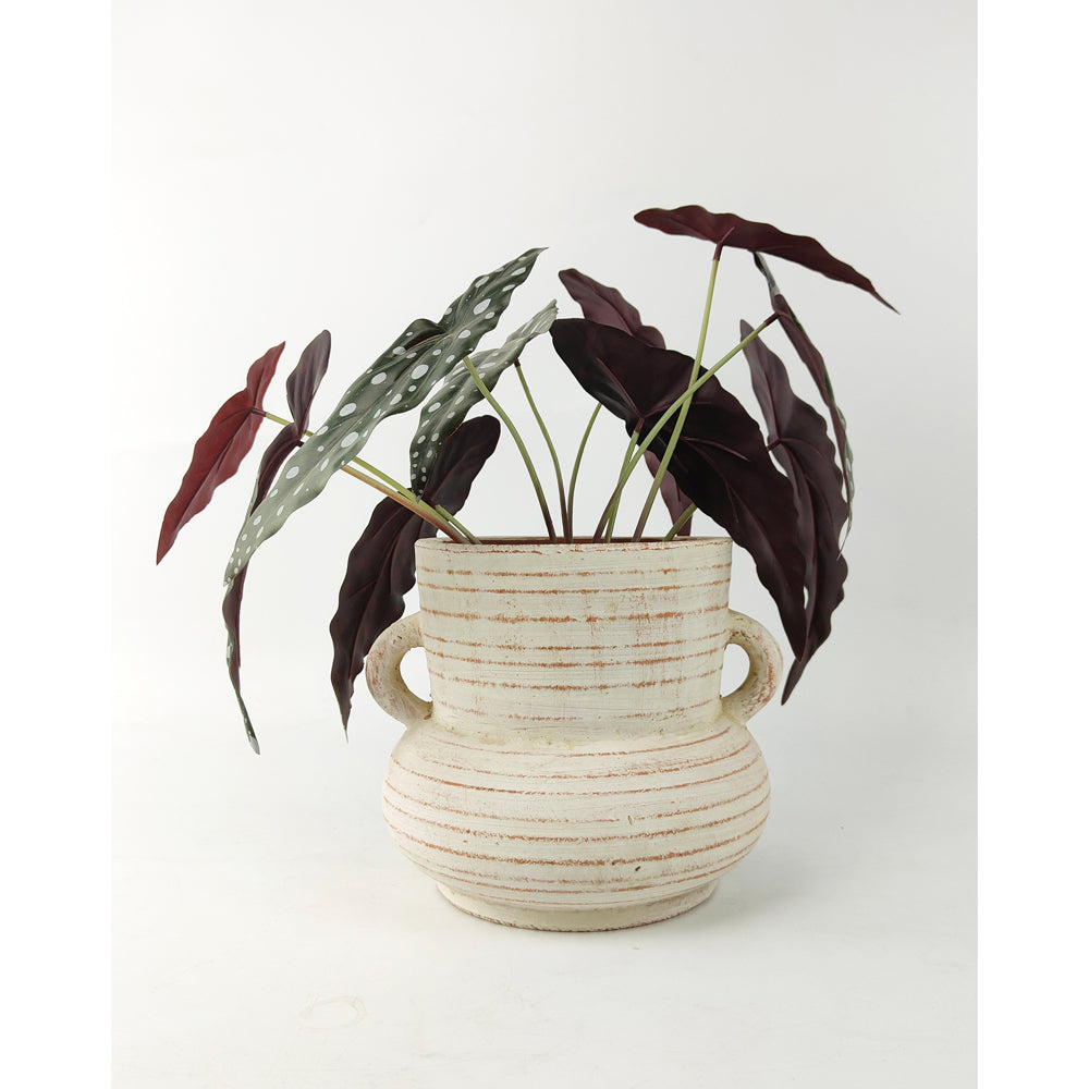 2x Urban Sloane 19cm Concrete Flower/Plant Vase Display Pot Medium - White