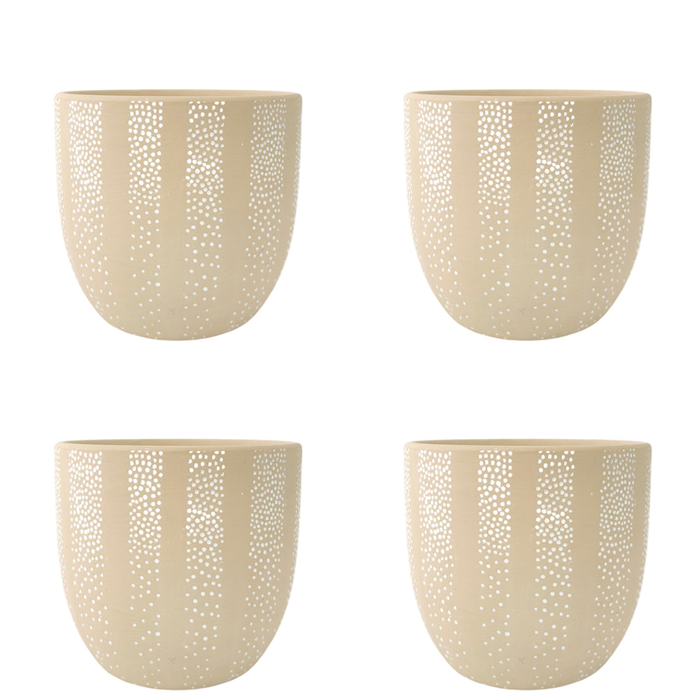 4x Urban Paige Linear 13cm Concrete Planter Pot Small - Beige