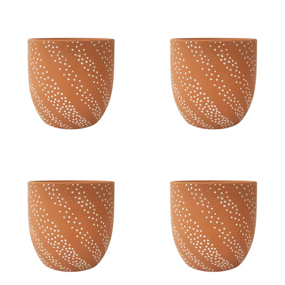 4x Urban Paige Slope 13.5cm Concrete Planter Pot Small - Terracotta