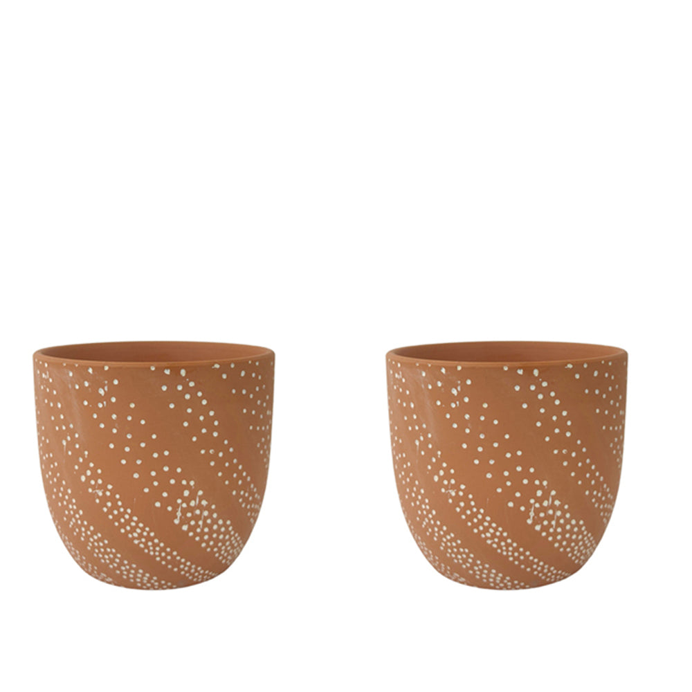 2x Urban Paige Slope 17cm Concrete Planter Pot Medium - Terracotta