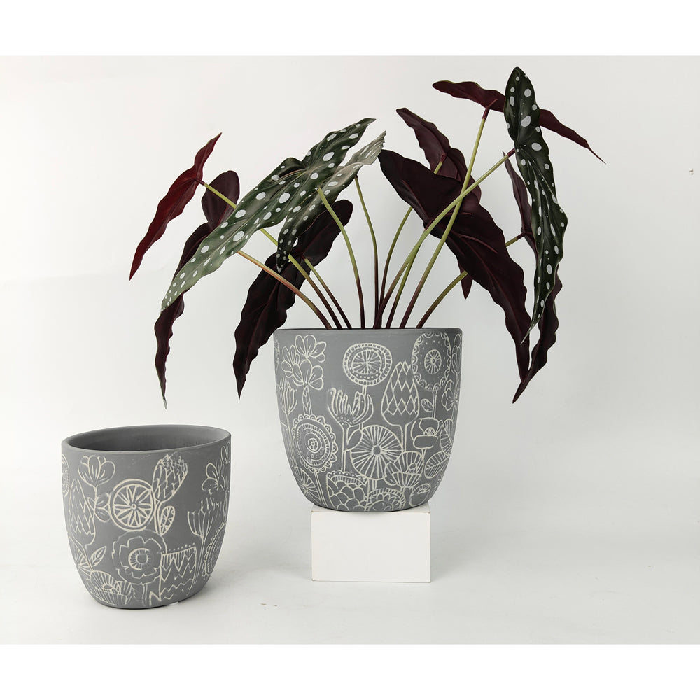 2x Urban Molly 13cm Concrete Pot Planter Small - Blue