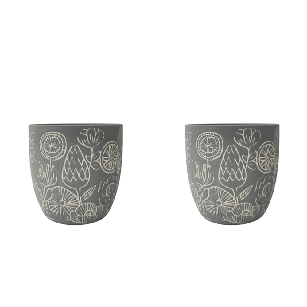 2x Urban Molly 13cm Concrete Pot Planter Small - Blue