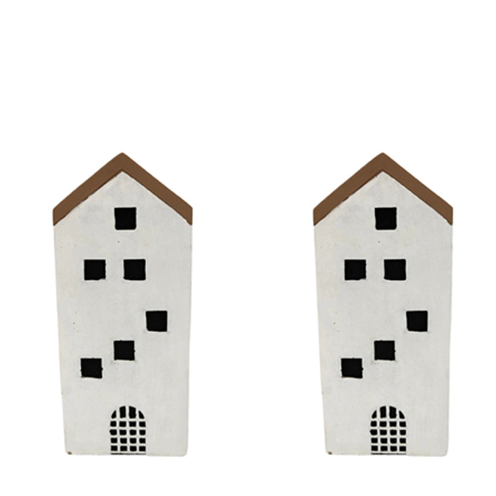 2x Urban Jonah House 24cm Concrete Tall Planter Pot - White
