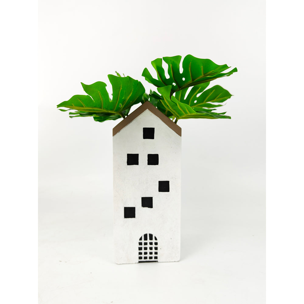 2x Urban Jonah House 24cm Concrete Tall Planter Pot - White