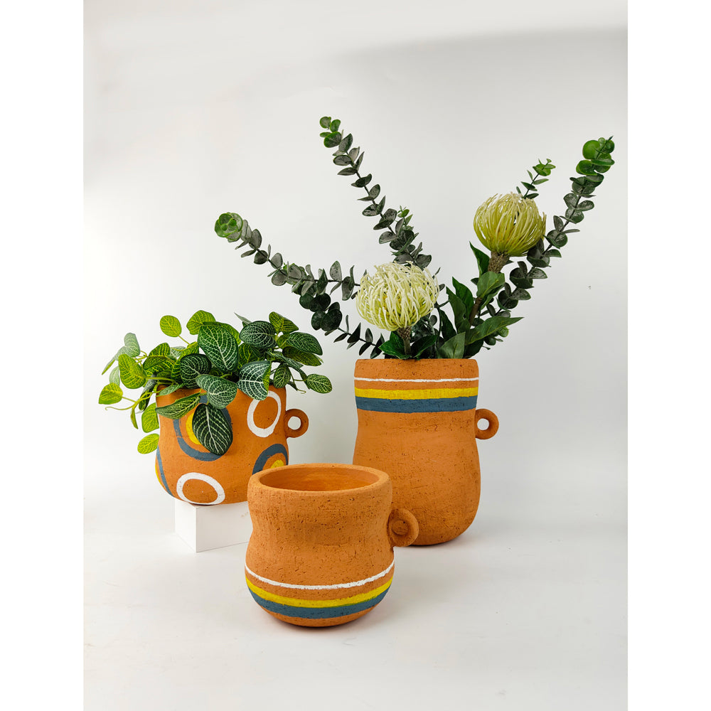 2x Urban Maliah Concrete Circle 13cm Planter Pot Small - Terracotta