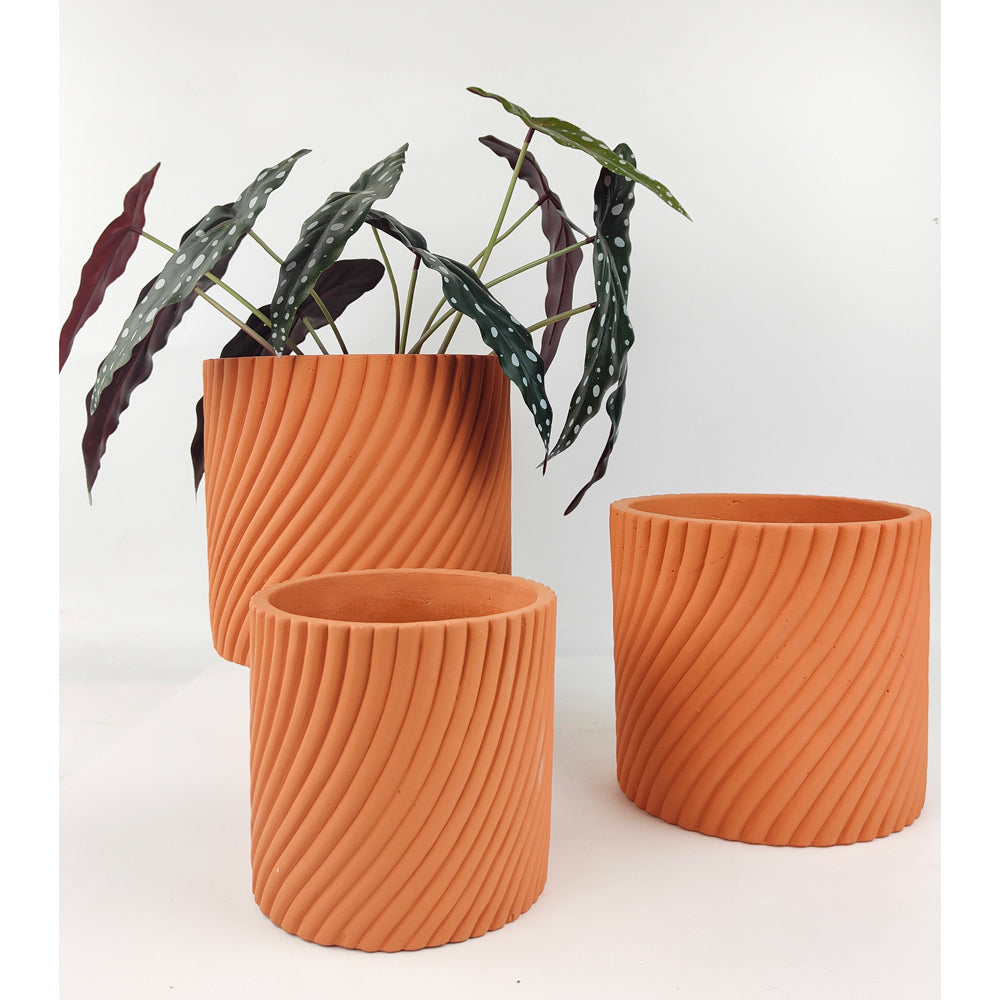 2x Urban Eliza 16cm Concrete Planter Pot Medium - Terracotta