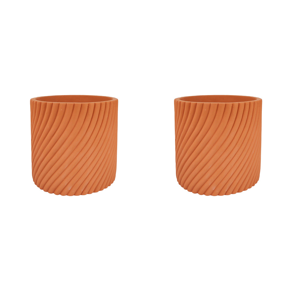 2x Urban Eliza 16cm Concrete Planter Pot Medium - Terracotta