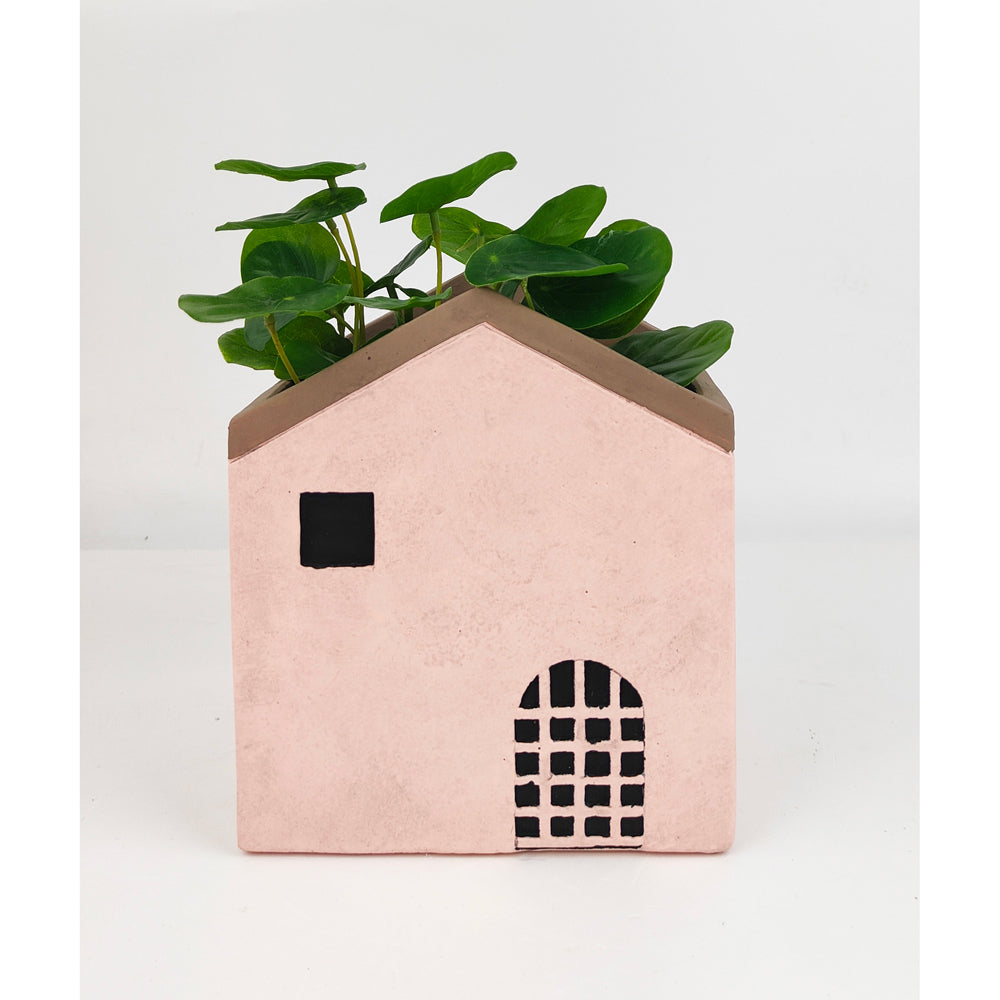 2x Urban Jonah House 15x16cm Concrete Medium Planter Pot - Pink