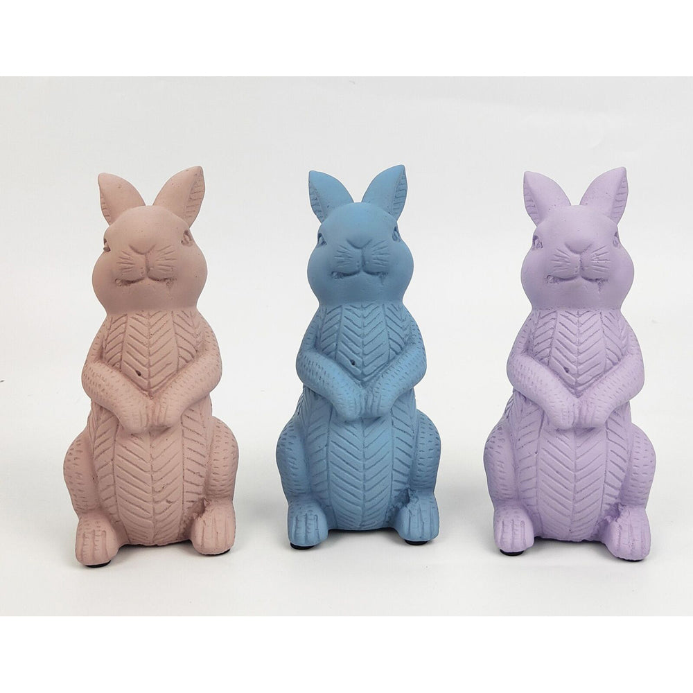 4x Urban 15.5cm Cute Bunny Concrete Ornament Medium - Pink
