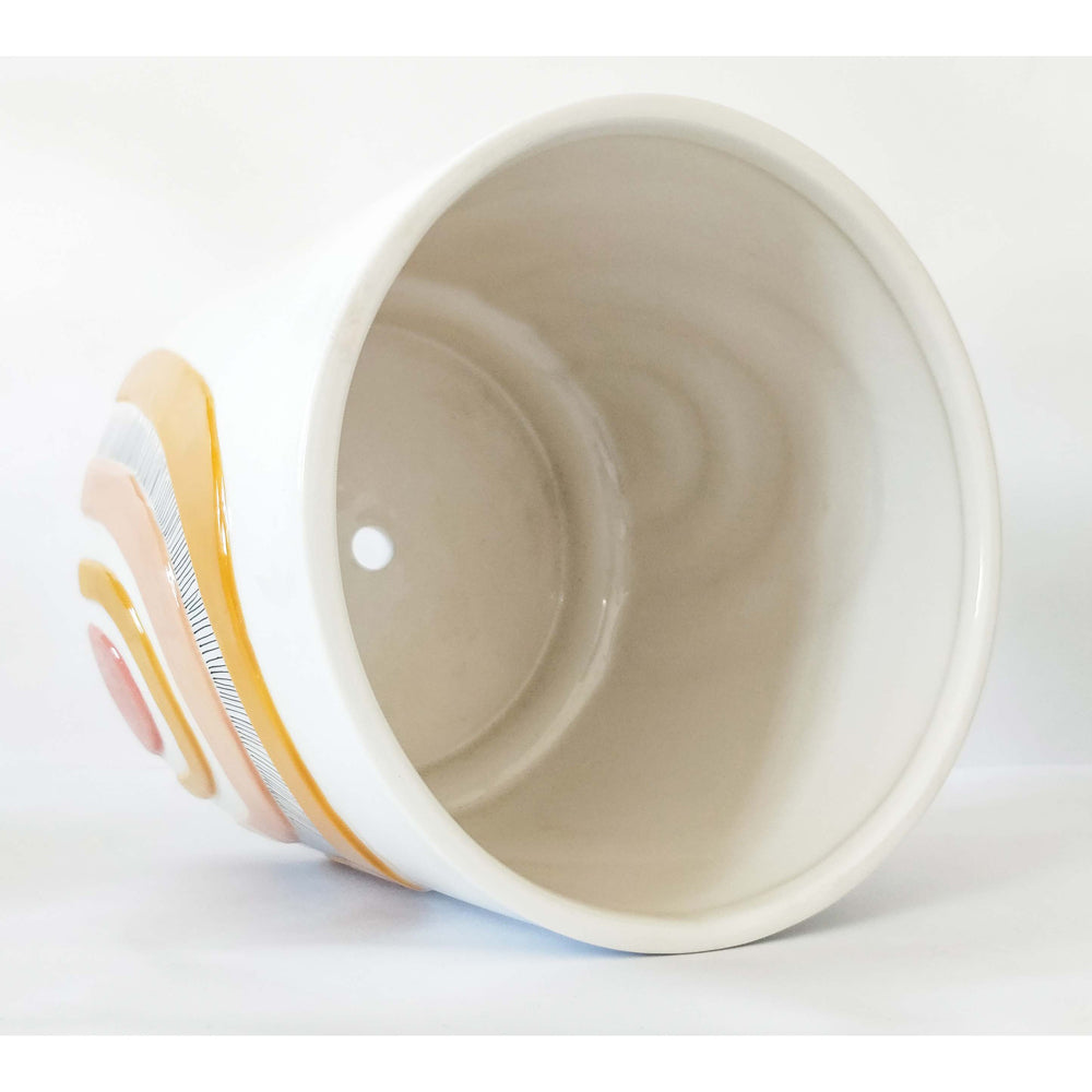 2x Urban Woodstock Rainbow 17cm Ceramic Planter Pot Med - Mustard/Pink