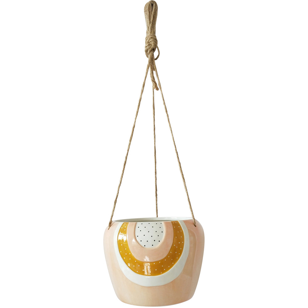2x Urban Woodstock Rainbow 20cm Ceramic Hanging Planter Large - Pink